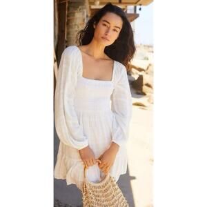 L Space Puff Sleeved Cover-Up Mini Dress Womens Size M
